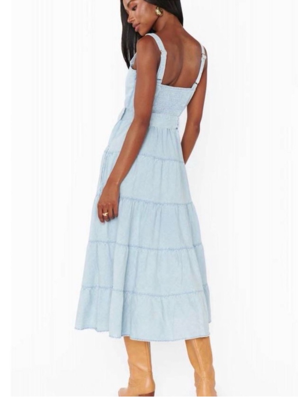 Show Me Your MuMu Dew Drop Lainey Midi Dress in Pale Blue - Picture 7 of 12